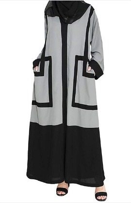 Grey and black abaya AA1006