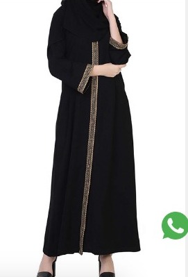 Black abaya with gold trim AA1009